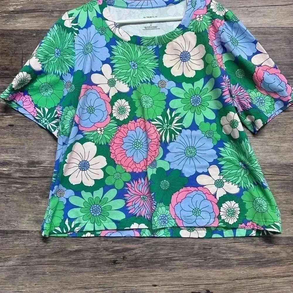 Talbots Womens Colorful Floral Top